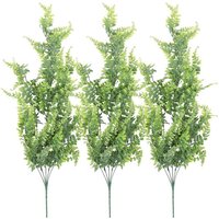 3 Pcs Artificial Hanging Ferns Plants Vine Fake Ivy Boston Fern Plant Outdoor UV Plastic Plants(Green)