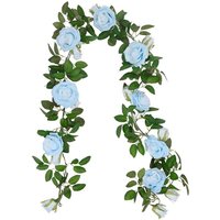 3 Pcs Artificial Rose Vine Garland for Indoor Outdoor Home (Blue)