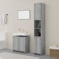 3 Piece Bathroom Furniture Set Grey Sonoma Engineered Wood vidaXL