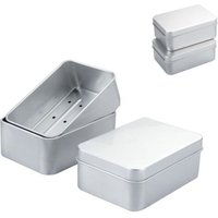 3 Pieces 180 ML Soap Box, Double Layer Design, Aluminum Soap Box, with Lid and Drainage Grid