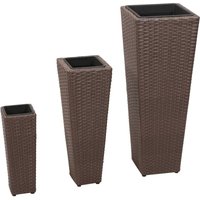 Garden Raised Beds 3 pcs Poly Rattan Brown Vidaxl
