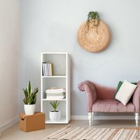 3-Tier Organizer Wood Bookshelf Open Shelf Bookcase 3 Cubes Storage Shelf Whit
