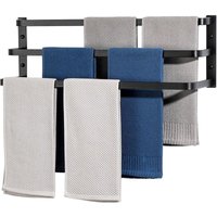 3-Tier Wall-Mounted Bathroom Towel Rack, Aluminum Towel Holder, 64CM Black, EGYS2403AL-24IN-B
