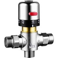 3-Way Brass Thermostatic Mixing Valve for Shower, 1/2" Male Thermostatic Mixer Valve, CTM504