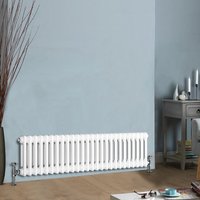 NRG - 300 x 1190 mm Traditional White Horizontal Cast Iron Radiator Double Column