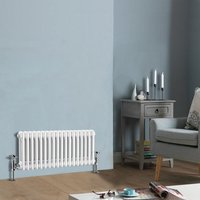 NRG - 300 x 830 mm Traditional White Horizontal Cast Iron Radiator Double Column