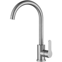 304 stainless steel single handle kitchen faucet for kitchen sink, hot and cold water mixer, lead-free and rotating