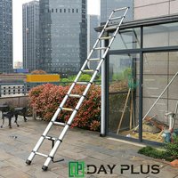 Dayplus - 3.8m Aluminium Telescopic Ladder Extension 13 Steps Roof Loft Attic Home Office