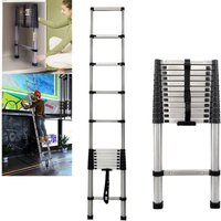 3.8M Telescopic Ladders Extendable 13 Step Tall Loft Ladder, Stainless Steel Extension Ladders Multi Purpose Retractable Ladder, Telescoping Folding