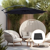 3M Black Outdoor Garden Banana Parasol with Cover Sun Shade Patio Hanging Umbrella Cantilever