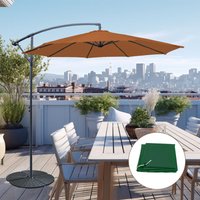 3M Coffee Banana Cantilever Parasol Garden Patio Umbrella w/ Base Cover