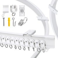 3m flexible, curved shower curtain track with 24 stainless steel hooks, adaptable to L-shaped or U-shaped shower curtains.