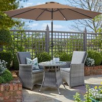 3M Garden Round Parasol Sun Shade UV Outdoor Patio Umbrella Tilt Crank Brown