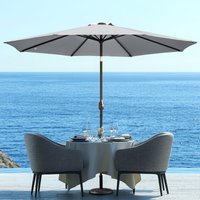 3M Large Round Garden Patio Parasol Sun Shade Umbrella Canopy Crank Tilt Grey