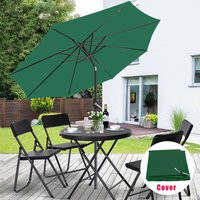 3M Round Garden Parasol Canopy Patio Sun Shade Umbrella Tilt Crank with Rain Cover Green