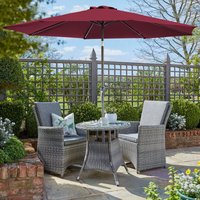 3M Round Garden Parasol Patio Outdoor Sun Shade Umbrella Crank Tilt Wine Red