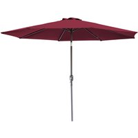 3M Round Garden Umbrella Patio Sun Shade Canopy Crank Tilt Wine Red Parasol with 12KG Base Weight