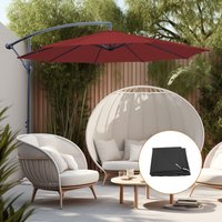 Greenbay - 3M Wine Red Outdoor Garden Banana Parasol with Cover Hanging Umbrella Cantilever Crank