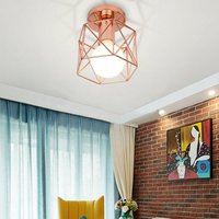 Ceiling Lighting Fitting, Industrial Vintage Retro Metal Chandelier, Antique Ceiling Lamp with Cube Shape Lampshade E27 for Living Room Hallway (2X