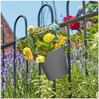 Smart Garden - 3x 15cm 6 Inch Fence Balcony Hanging Pot Basket Slate Grey Planter