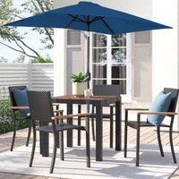 Greenbay - 3x2M Rectangle Patio Parasol Sunshade Garden Umbrella Outdoor Canopy Tilt Crank Blue