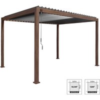 Louvered pergola aluminium 4 x 3m dark wood coloured - Triomphe