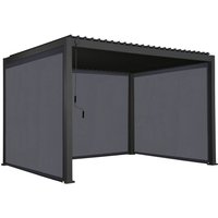 3x4m louvered aluminium pergola + 2 privacy screens 3m + privacy screen 4m, Triomphe + screens, Anthracite, 400x300x250 cm