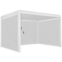 Sweeek - 3x4m louvered aluminium pergola + 2 privacy screens 3m + privacy screen 4m, Triomphe + screens, White, 400x300x250 cm