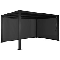Louvered pergola 4 x 3m with a 3m blind and a 4m blind black - Palace