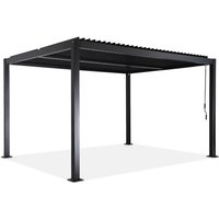 Louvered pergola aluminium and steel 4 x 3m black - Palace