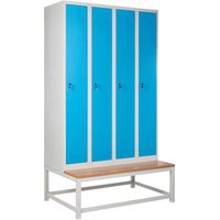 4-Door Storage Locker with Bench ATHLETE Metal Grey/ Blue