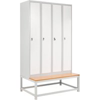 4-Door Storage Locker with Bench ATHLETE Metal Grey/ White