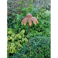 4 Feet Cone Flower Plant Pin Garden Art (Pack of 3) - Bare Metal/Ready to Rust