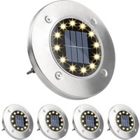 4 Pack Solar Ground Lights, 12 led Warm White Solar Lights Outdoor, Stainless Steel IP65 Waterproof Solar Powered Lights for Lawn, Garden Pathway,