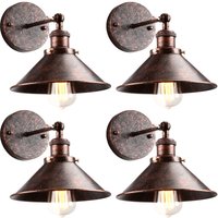 4 Pack Wall Light Industrial Vintage E27 Ø22cm Wall Lampe Adjustable 2 in 1 Ceiling Light for Living Room Bedroom Loft Red Rust