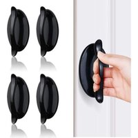 4 Pcs Black Sticky Door Handles, Entry Door Handles, Sliding Door Handles, ABS Plastic Handles for Doors, Windows, Cabinets, Drawers, Wardrobes