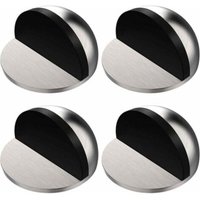 4 Pcs Silver Door Stoppers, Adhesive Door Stops, Stainless Steel Door Stops with Stickers, No Drilling Required, for Home and Office