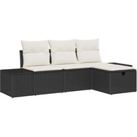 Garden Sofa Set 4 pcs Black 55 x 62 x 69 cm Poly rattan Vidaxl