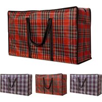 4-Piece Moving Bag Set, Oxford Cloth Storage Bag, Large Tote Bag - Reusable Laundry Storage Bags, Zipper Bag (Blue/Red)