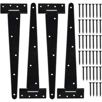 4 Pieces 12 Inch T-Hinges Door Hinges, Heavy Duty T-Hinge Barn Door Hinges with Screws, for Factory Gates, Warehouse Gates, Garden Gates, Black