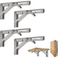 4 Pieces 30cm Folding Shelf Brackets, Foldable Console Support, Heavy Duty Retractable Wall Mounted Stainless Steel Folding Shelf Brackets for