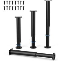 4 Pieces Adjustable Furniture Legs 25cm Black Round Metal Table Leg for Sofa Cabinet Bed with Screws