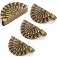 4 Pieces Cabinet Handles, 64mm Center Distance, Scalloped Handles (Antique Brass)