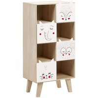 Beliani - 4 Tier Bookshelf Bookcase with Drawers Animal Themed Light Wood and White Rupert
