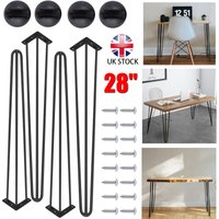 Dayplus - 4 x Hairpin Legs / Hair Pin Legs 28' for Furniture Bench Desk Table Metal Steel