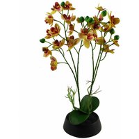 Leaf - 43cm Large Pink Yellow Artificial Orchid in Ceramic Planter