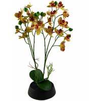 Leaf - 43cm Pink Yellow Artificial Orchid in Ceramic Planter