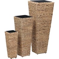 Raised Beds 3 pcs Water Hyacinth Brown Vidaxl