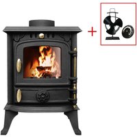 NRG - 4.5KW Multifuel Stove Heating Log Burner Fireplace Defra Eco Design w/ Fan