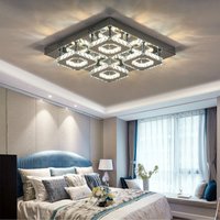 Livingandhome - 48W led Ceiling Light Crystal Chandelier Pendant Lamp, Dimmable with Remote